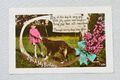 Postkarte Vintage fröhlich Geburtstagsgrüße Gedicht Kind und Haustier Hund unverpostet 