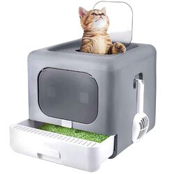 Groß Katzentoilette Katzenklo mit Hauben XXL Haubentoilette mit Streuschaufel DE⭐ Beste Qualität ⭐ Neues Design ⭐ für Ihre Kleine ⭐