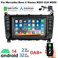 32G Für Mercedes Benz C Klasse W203 CLK W209 Autoradio Android GPS Navi Carplay 