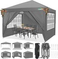 COBIZI Faltpavillon 3x3m Wasserdicht UV-Schutz 50+ Partyzelt für Camping Grau