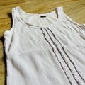 Esprit Damen Top Shirt Bluse mit Rüschen Spitze Weiß Gr XS S 34 Sommer Baumwolle