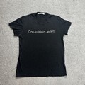CALVIN KLEIN Herren T-Shirt Kurzarm Gr. M Regular Fit Classic Logo 10814 Schwarz