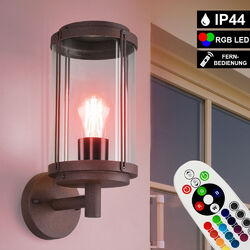 RGB LED Außen Wand Lampe dimmbar ALU Laterne Garten Leuchte rost Fernbedienung