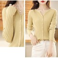 Modischer lässiger Damen Pullover Oberteil mit Rundhalsausschnitt und langen Ä