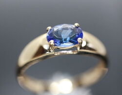 GOLDJUNGE69 * HARRY IVENS IV EDELSTEIN RING (17) TANSANIT 7x5mm 0,86ct  AAA 375e