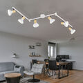 Deckenleuchte Schlafzimmerlampe Spotleiste 6-flammig verstellbar Holzoptik weiß