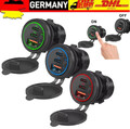 Steckdose QC 3.0 USB Ladegerät Buchse 12V 24V für Motorrad Wasserdicht Auto KFZ·