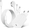3in1 Ladegerät für Apple Watch und iPhone, 2M USB C iWatch Ladegerät mit Kabel