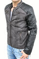 Redbridge Herren Jacke Kunstlederjacke Kunstleder Bikerjacke Grau 