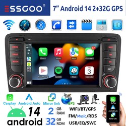 2+32G Für AUDI A3 8P 2003-2012 Android 14 Autoradio Apple Carplay GPS Navi FM BT