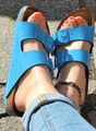 BIRKENSTOCK Arizona BS 1024105 patent sky blue Lack schmale Weite Damen Sandale