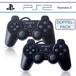 Zwei / 2x PlayStation ORIGINAL Dualshock 2 PS2 Controller GamePad Schwarz 🎮🎮✅