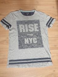 TOM TAILOR Denim T-Shirt Größe M Herren Grau Mit Grafik Motiv  NYC Casual