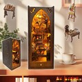 Book Nook Kit 3D Holz Puzzle Bücherregal Dekor Miniatur Haus mit LED Light DIY
