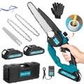 Akku Kettensäge 6 Zoll Mini Elektro Kettensägen Handkettensäge Mit 2 Akku NEW