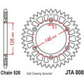 JT SPROCKETS Aluminium Ultraleichtes selbstreinigendes Kettenrad 808-520 RM-Z RM