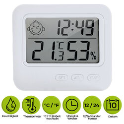 Digital Weiß Hygrometer Mini Thermometer Luftfeuchtigkeit Temperaturmesser Slim