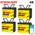 4X 12V 100Ah LiFePO4 Lithium Batterie Akku Bluetooth BMS Solar Wohnmobil RV