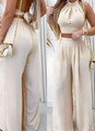 Eleganter Damen Zweiteiler, Top und Hose mit weitem Bein, Sommeroutfit, Sommer
