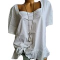 Sheego Shirt Bluse Kurzarm weiß Gr. 44/46 bis 52/54 Damen (3 770) Übergröße NEU