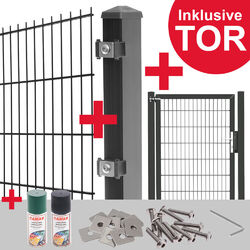 Doppelstabmattenzaun SET + 1m IndustrieTor Doppelstab Zaun Gitterzaun GartenzaunDOPPELSTABMATTEN, ZAUNPFOSTEN, INDUSTRIE TOR, ZUBEHÖR