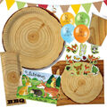 WALD + HOLZ - Geschirr Deko Geburtstag Party Kindergeburtstag Waldparty Tiere 