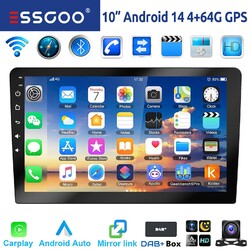 10 Zoll 2DIN DAB+ 4+64G Android 14 Carplay Autoradio GPS Navi RDS BT WIFI Kamera