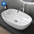 Waschbecken keramik Aufsatzwaschbecken Weiß Waschtisch mit Nano-Schutz B104 NEU!