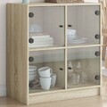 Beistellschrank mit Glastüren Sideboard Kommode Anrichte Vitrine Schrank
