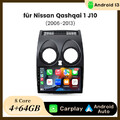 Autoradio Android 13 GPS Navi SWC BT DAB+ 64G Für Nissan Qashqai 1 J10 2006-2013