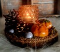 🌿 Herbst Winter Gesteck  Dekoration Kürbis Windlicht Tischdeko 🌿