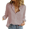 Damen Baggy Langarm Casual T-Shirt Damen Baumwolle Leinen Plain Bluse Tops