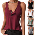 Camisole-T-Shirt Für Damen Baumwolle V-Ausschnitt Tank-Top Sommer Ärmellos ≌