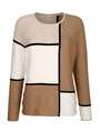 Rabe Pullover mit grafischem Dessin Beige/Schwarz Gr 40,42