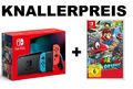 Nintendo Switch Neon-Rot / Blau (neues Modell 2019) + Super Mario Odyssey - NEU