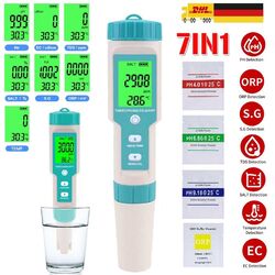 7in1 PH Wert Wasser Messgerät Digital Messer Tester Aquarium Pool Prüfer PH 0-14