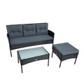 Rattan Gartenmöbel Set Lounge Sitzgruppe Polyrattan Gartenset 4 Personen Schwarz