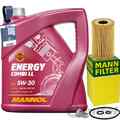 MANN ÖLFILTER + MANNOL 5W-30 ÖL passend für VW GOLF 5+6 PASSAT B6+B7 1.6-2.0 TDI