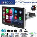 128G Android 14 Autoradio 1DIN Carplay GPS NAVI WIFI KAM 360° Drehbar Bildschirm