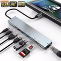 USB C Hub 8 in 1 Adapter HDMI 4K USB 3.0 Micro SD RJ45 Ethernet Netzwerk Ma V6X7