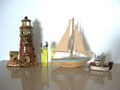 Maritime Deko Keramik Leuchtturm Teelicht Teelichthalter +Segelboot Boot Schiff 