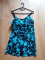 Neu ~ Badekleid Badeanzug Gr. 44 ~ bpc bonbrix ~  türkis schwarz  Blumen Muster