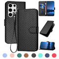 Carbon Hülle für Samsung S20 S21 FE S22 S23 S24 + Handy Tasche Schutz Flip Case