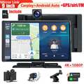 9"4K DashCam Wireless Tragbarer Autoradio Apple CarPlay Android Auto GPS+Kamera