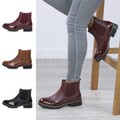 Damen Ladies Kontrast Lack Brogue Knöchelhoch Zum Überziehen Chelsea Boots Gr.