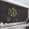 Vlies Fototapete Wandtapete Wandbilder Luxuriöse Löwenzahn Schwarzgold 11751