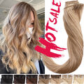 160G+ DICK Clip In Remy Echthaar Extensions Doppelt Tressen 8Teilig Glatt Blond