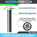 Linsenkopfschrauben Flansch DIN ISO 7380-2 Edelstahl A2 M2 M3 M4 M5 M6 M8 ISK