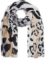 Damen Schal Leoparden Muster bunt mit Fransen, Leichtes großes Tuch Animal Print