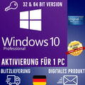 Windows 10 Pro Professional - 32 & 64 Bit - Vollversion - Key - Produktschlüssel